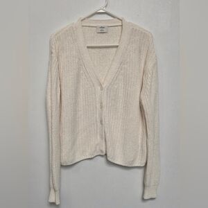 Wilfred Aritzia Women's Cream Chunky Knit Oversized Sz S Open Cropped Cardigan